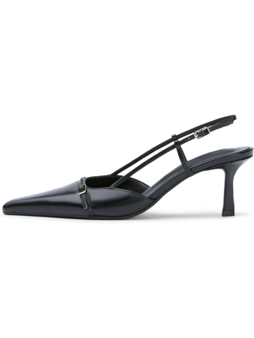 Women's B-black Patent Slingback Kitten Heels Bow Pointed Close Pumps Shoes